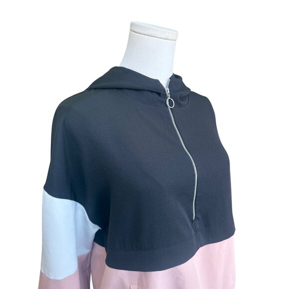 Zara Womens Colorblock Hooded Lightweight Track Jacket Size M 1/4 Zip Athletic - Picture 4 of 8